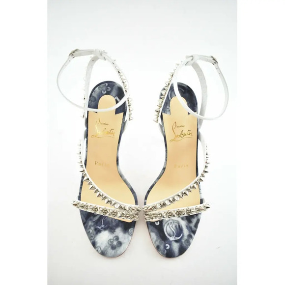 Christian Louboutin Mafaldina Spikes 100 Blue Jeans Strap Sandal Heel Pump 40 - Picture 7 of 12